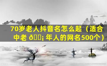 70岁老人抖音名怎么起（适合中老 🐡 年人的网名500个）